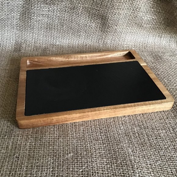 Cheese and Charcuterie Serving Board Tray Wood and Slate - Picture 2 of 5